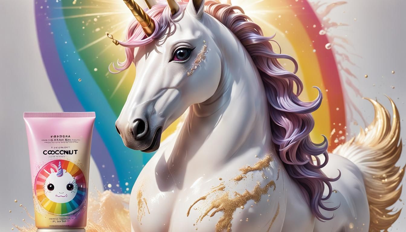 Vibrant Coconut Unicorn Lotion Advertisement Poster