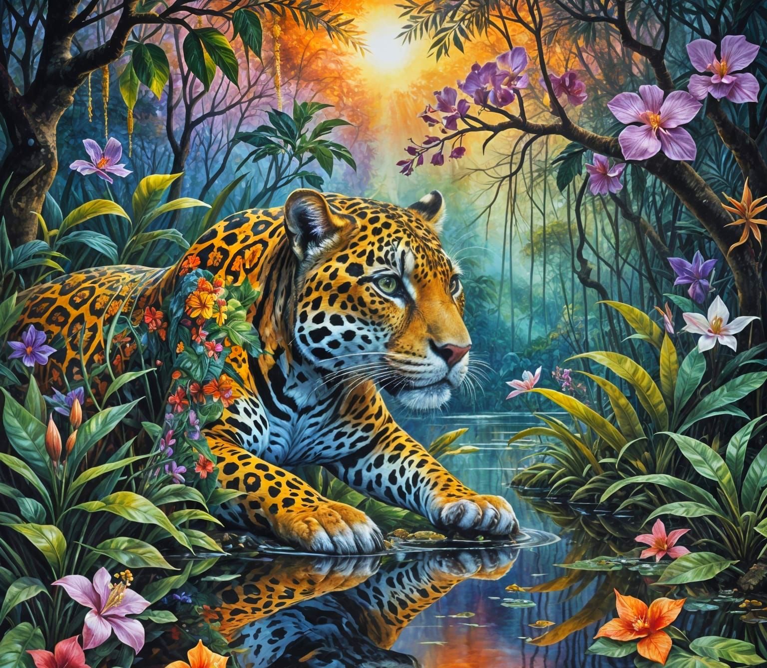 Majestic Jaguar in Tropical Paradise