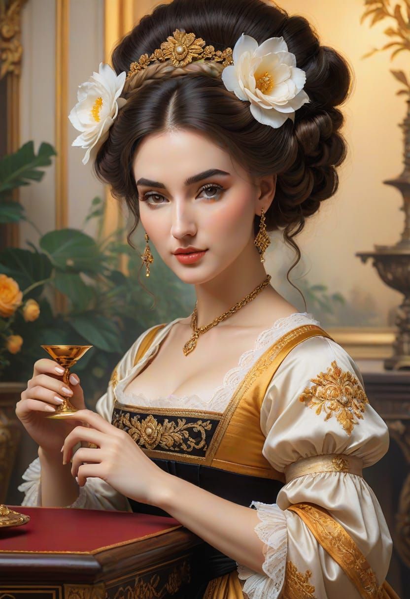 Elegant Neoclassical Portrait of a Captivating Breton Maid