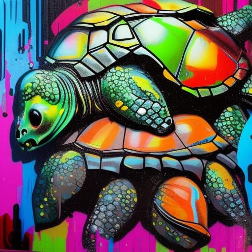 Gothic Turtles in Graffiti Street Art Style