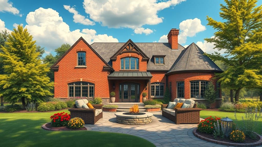 Luxury House with Stone Sofa in Impressionistic Style