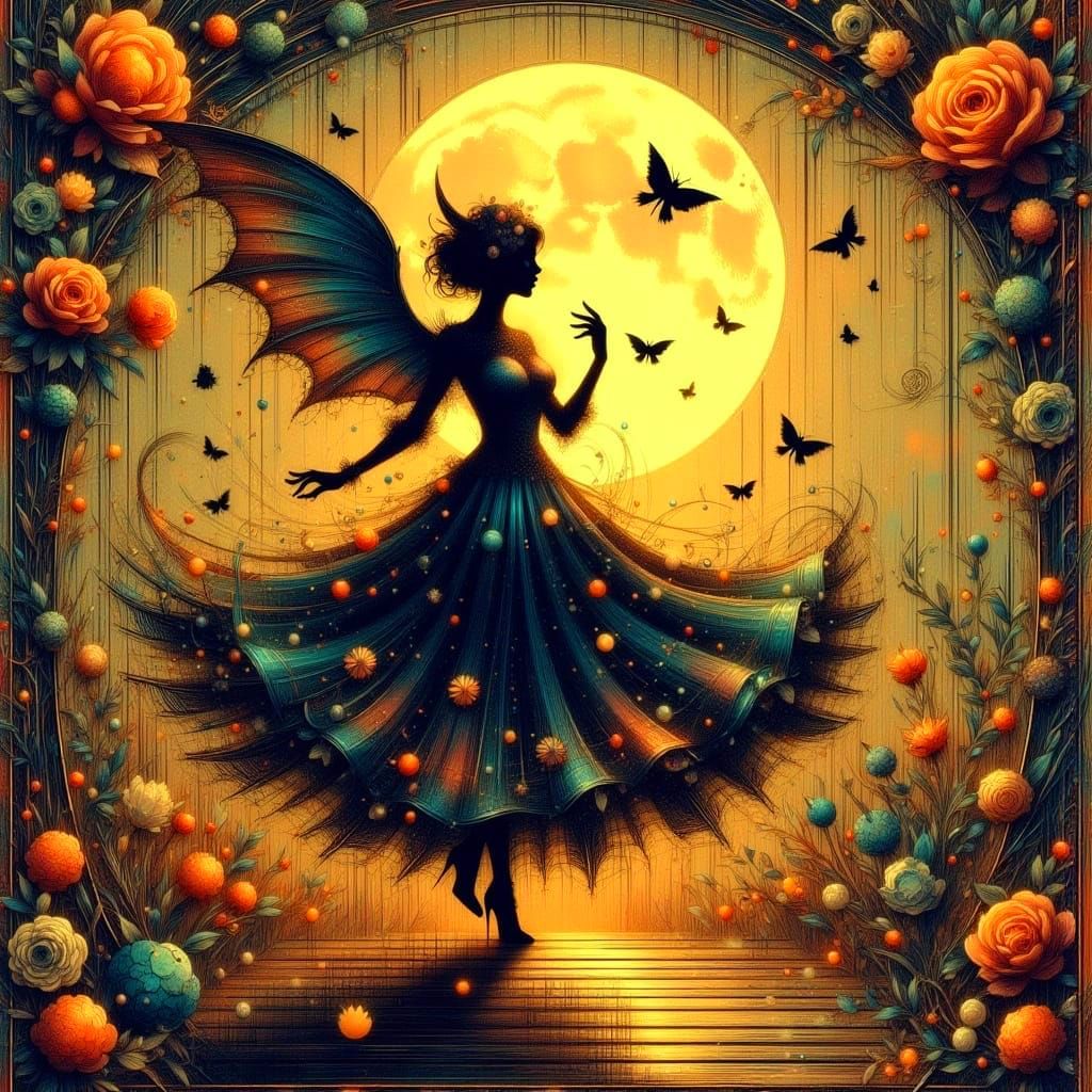 Dancing with the Devil in a Vintage Art Nouveau Style