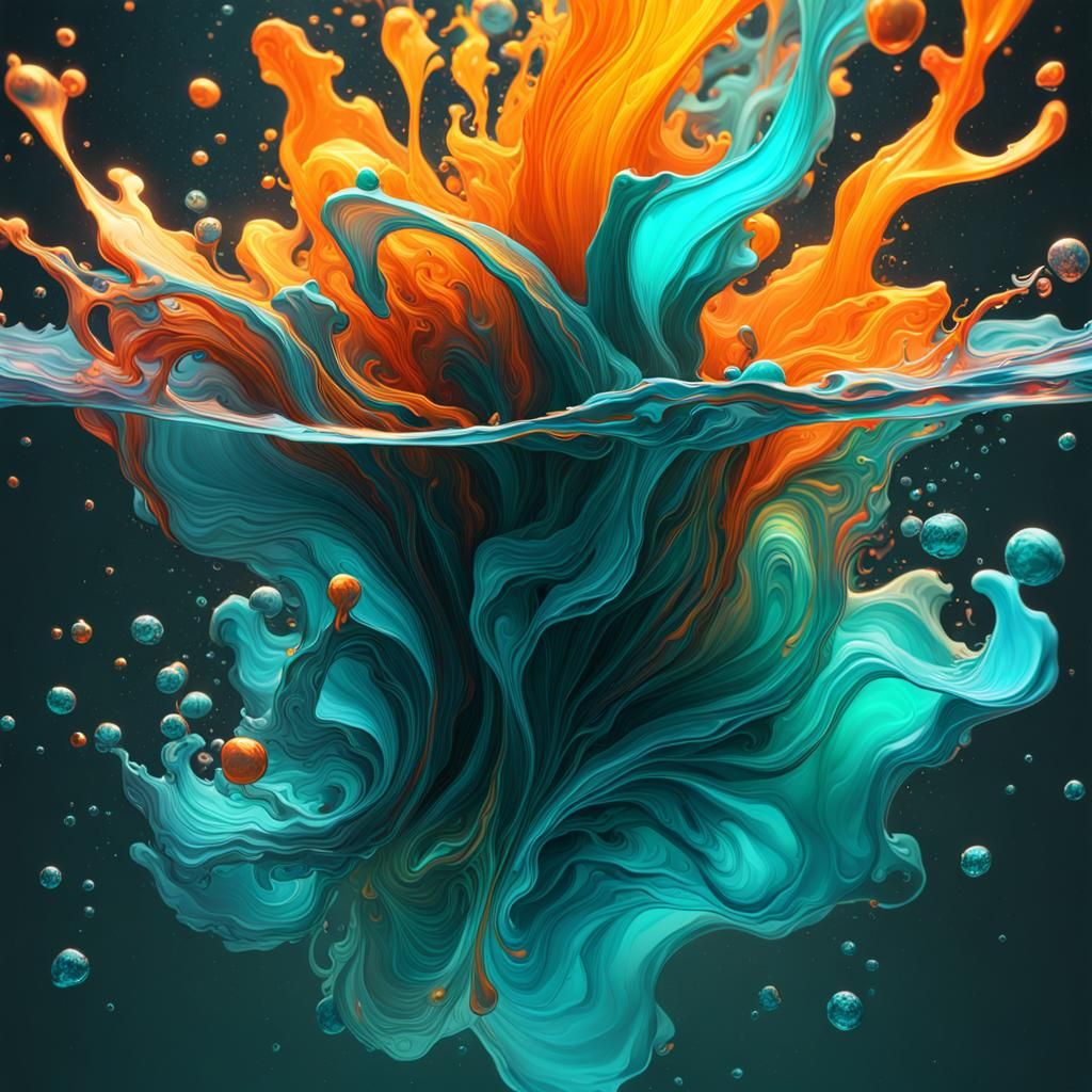 Rainbow Ink Explosion in Water, Splash Art