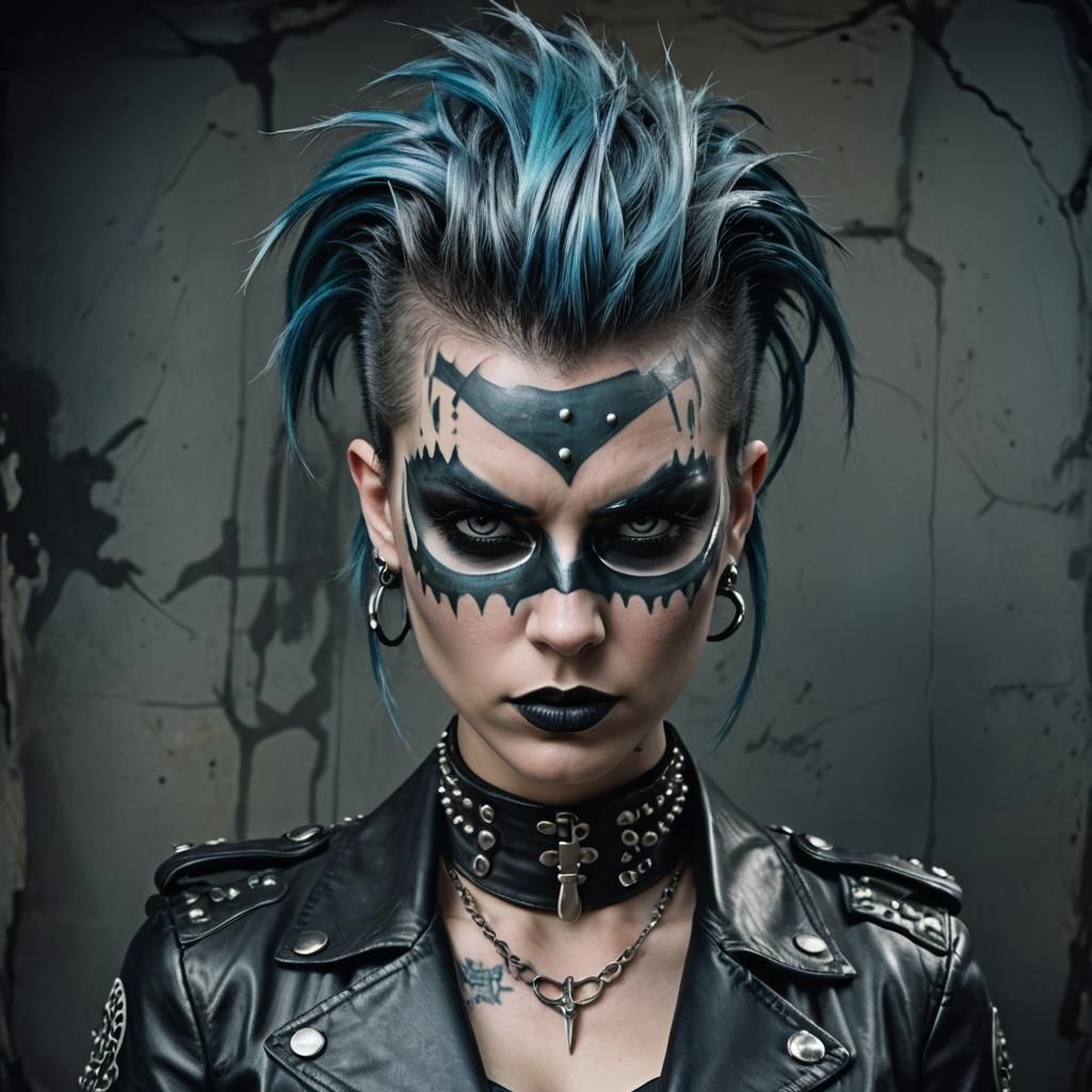 Gothic Punk Portrait in Film Noir Style