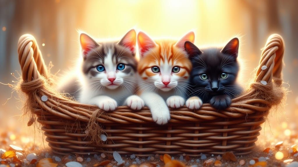 Cute Vintage Kittens in a Basket