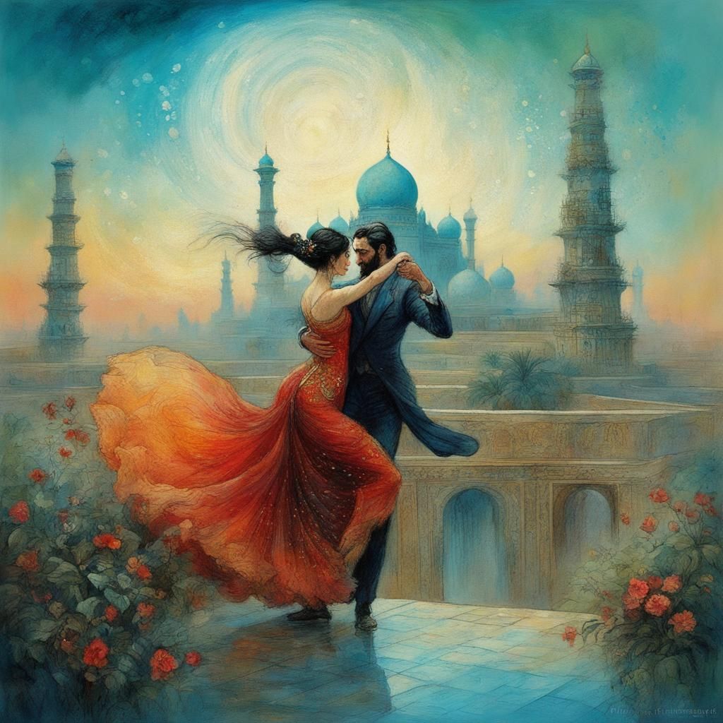 Tango in Babylon: Impressionist-Style Painting