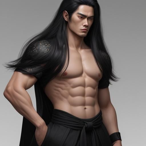 Elegant Japanese Man in Hyperrealism Style