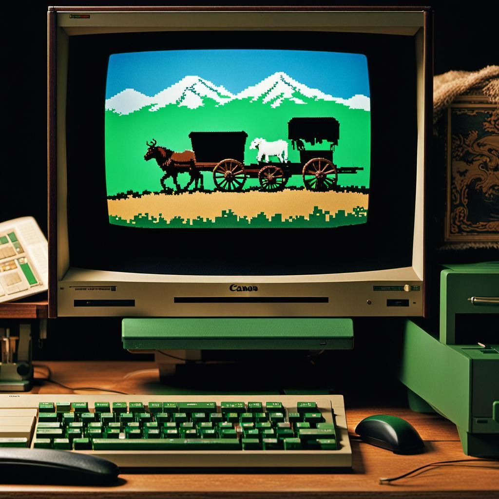 1986 Apple Mac Playing Oregon Trail