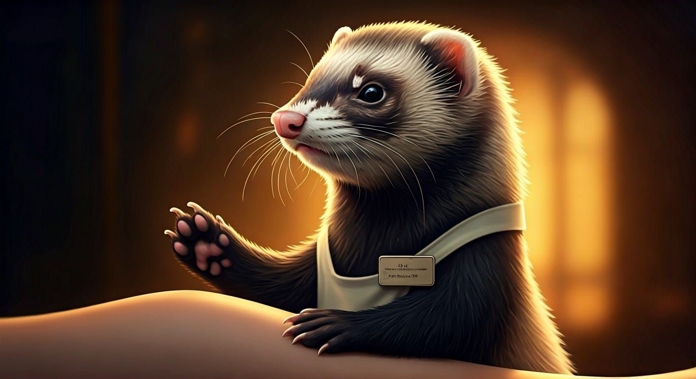 Ferret Therapist in Elegant Attire