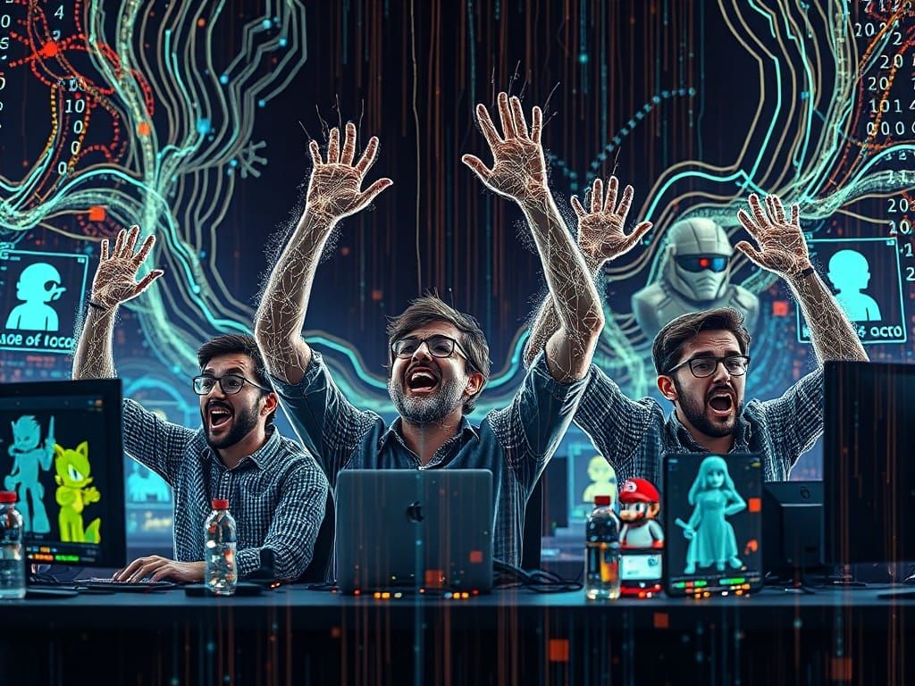 Programmers Dissolve into Digital Wireframes