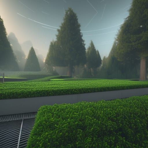 Intricate Sci-Fi Hedge Maze Rendered in Unreal Engine