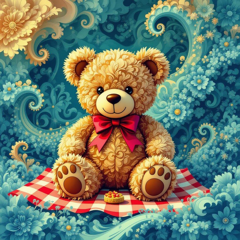Teddy Bear Picnic in Abstract Vector Fractal Style