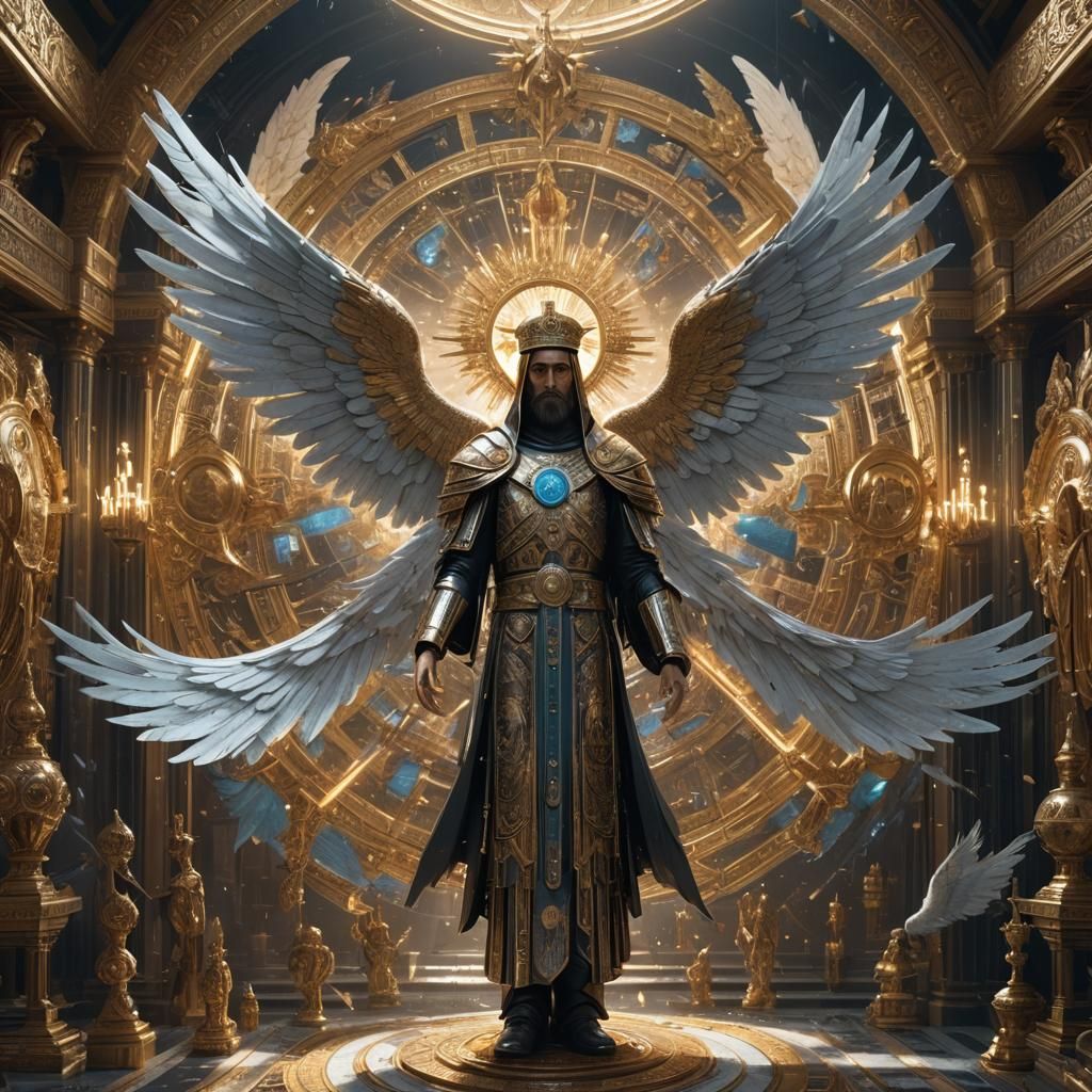 AI in Heaven Surrounded by Seraphim Wings