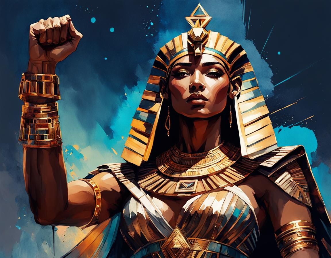 Pharaoh Power Symbol in Digital Watercolor Art