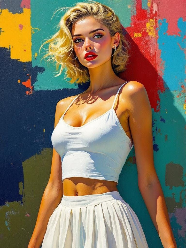 1950s Pin-Up Tennis Player in Magical Realism Style