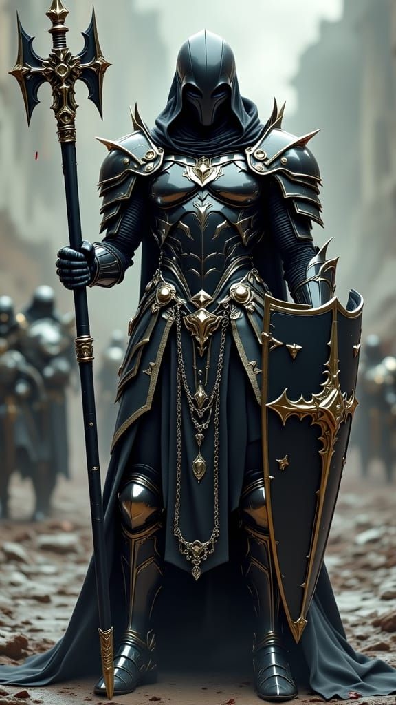 Armored Woman Warrior on Battlefield