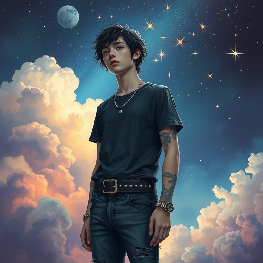 Emo Male in Celestial Tranquility