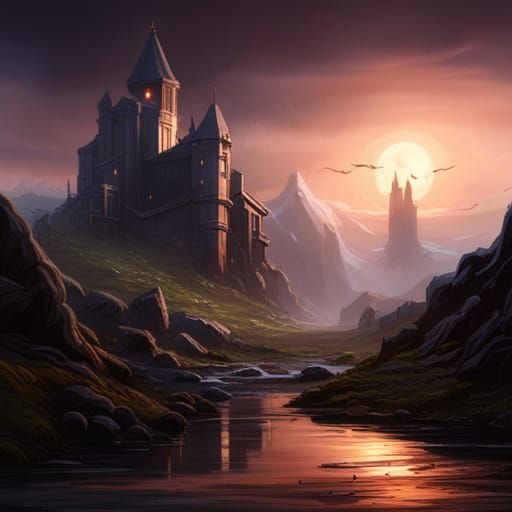 Detailed Dark Fantasy Castle with Volumetric Lighting