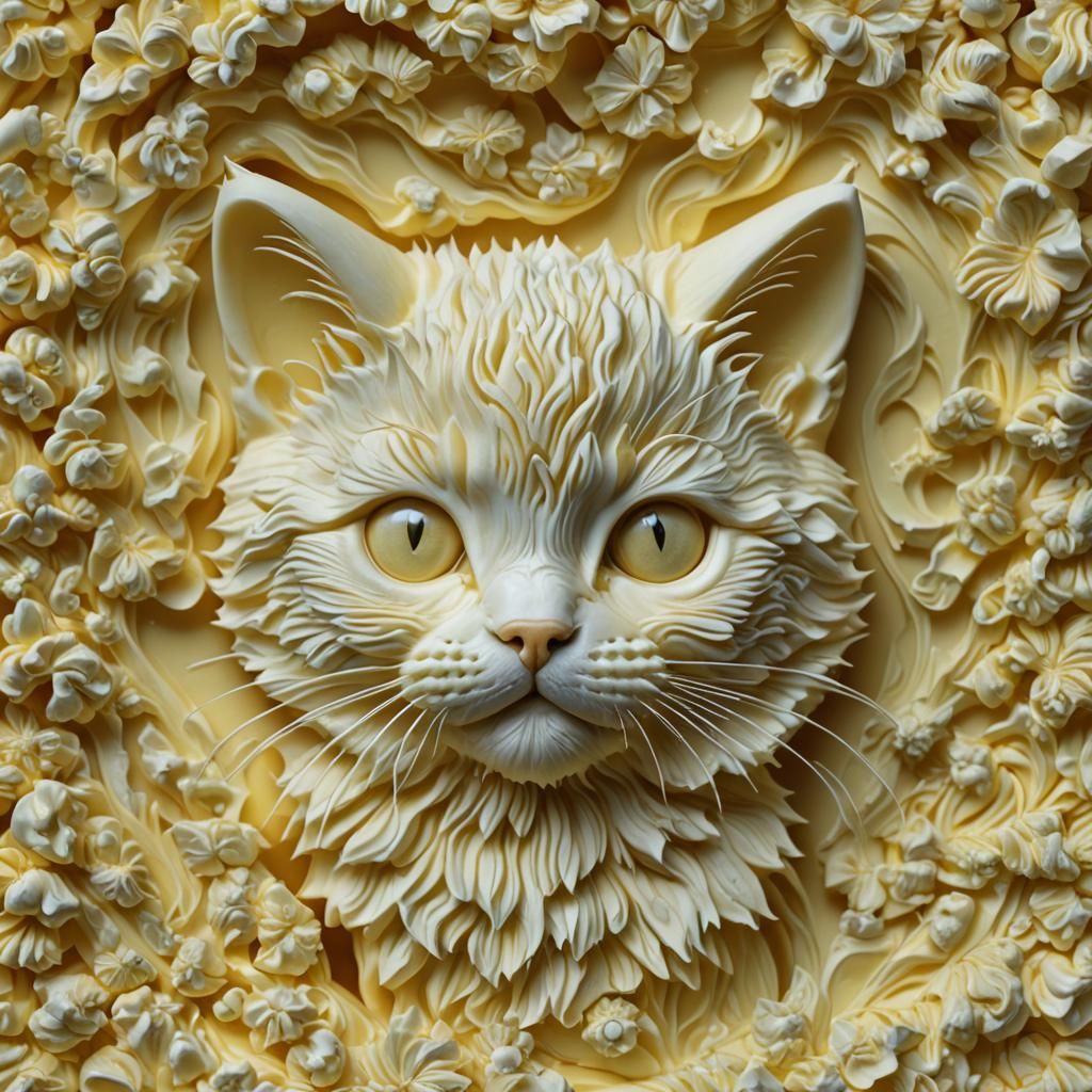 Psychedelic Butter Kitten Sculpture: High Definition