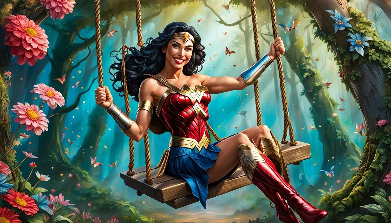 Wonder Woman in Enchanted Forest: Hyperrealistic Comic Art