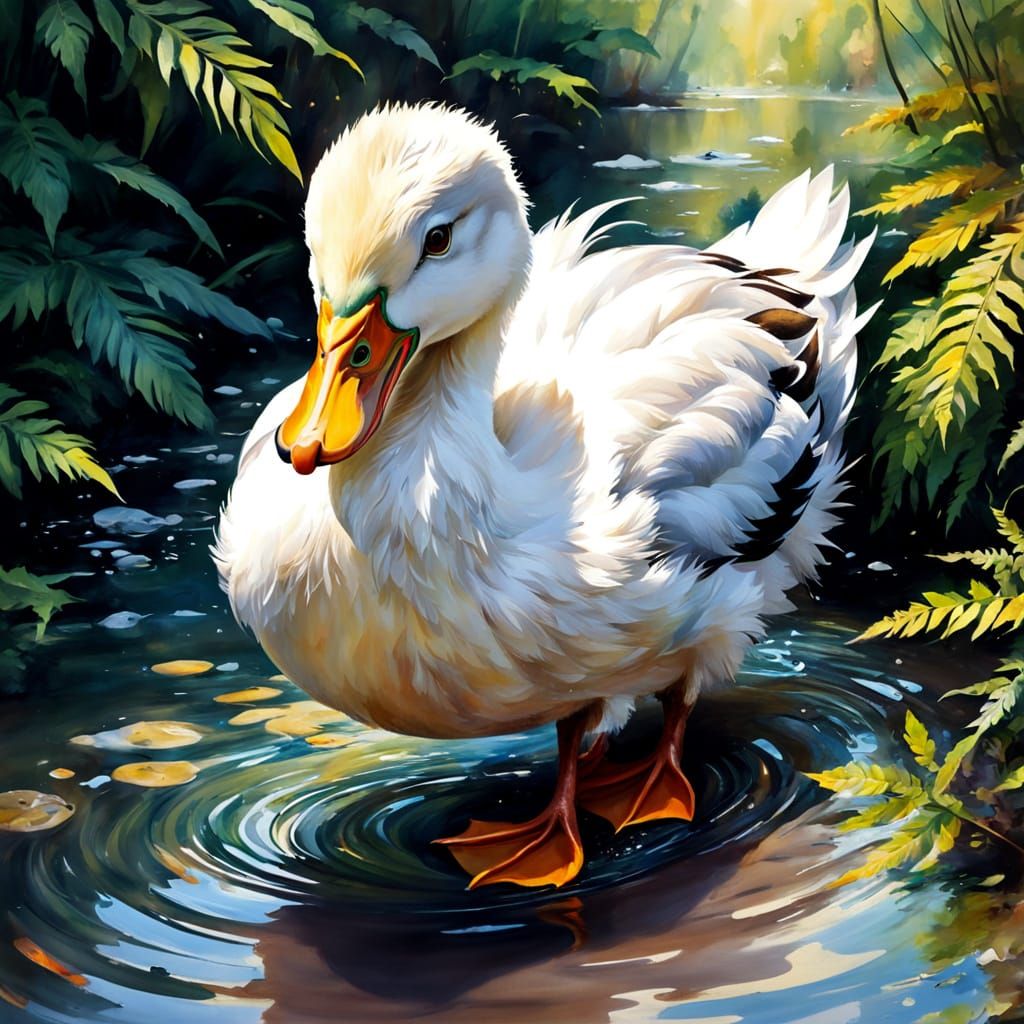 Ethereal River Garden Scene in Digital Impressionist Style