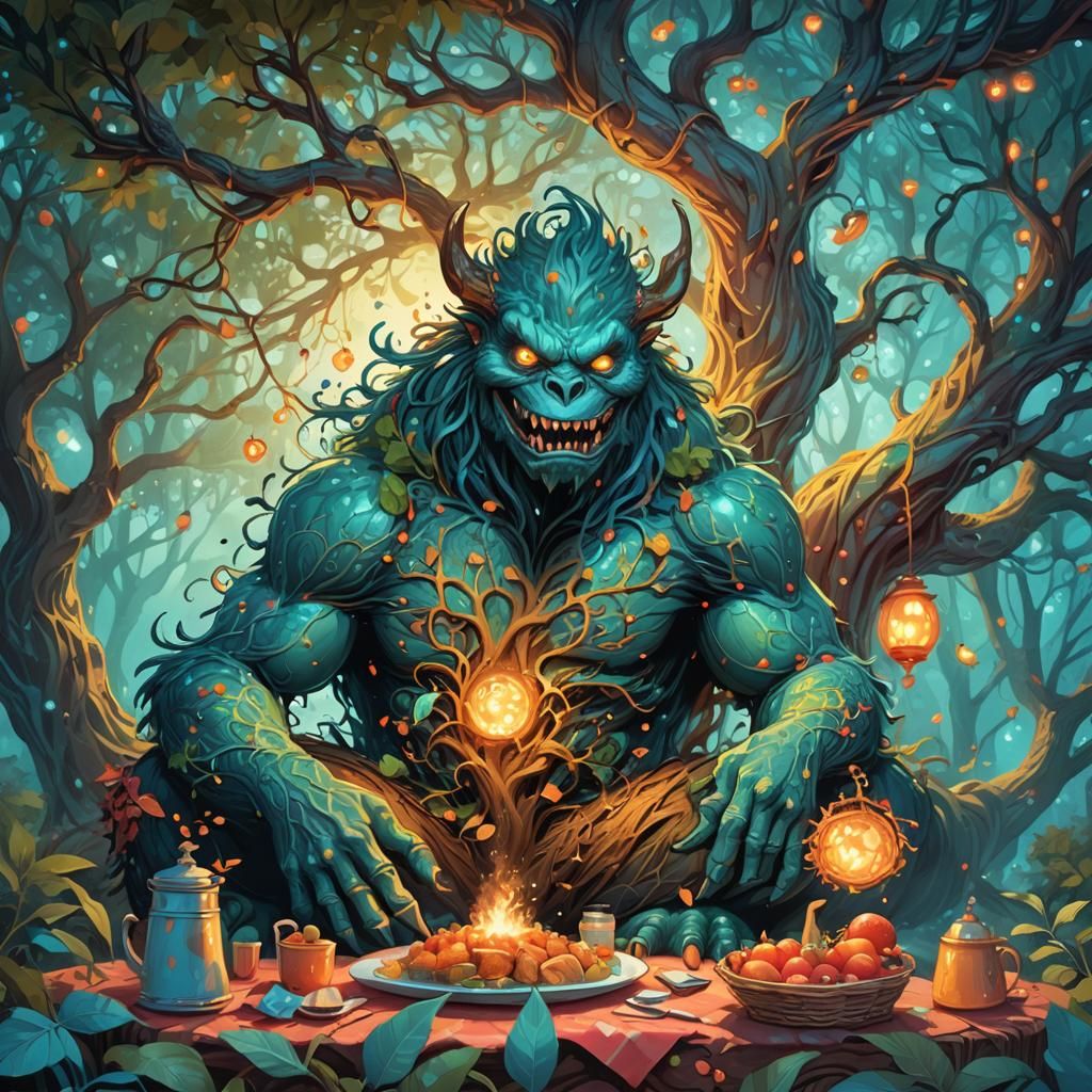 Monster's Picnic Under the Fuzzle Tree: Whimsical Illustrati...