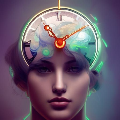 Clockwork Brain: Hyperdetailed Digital Art Portrait