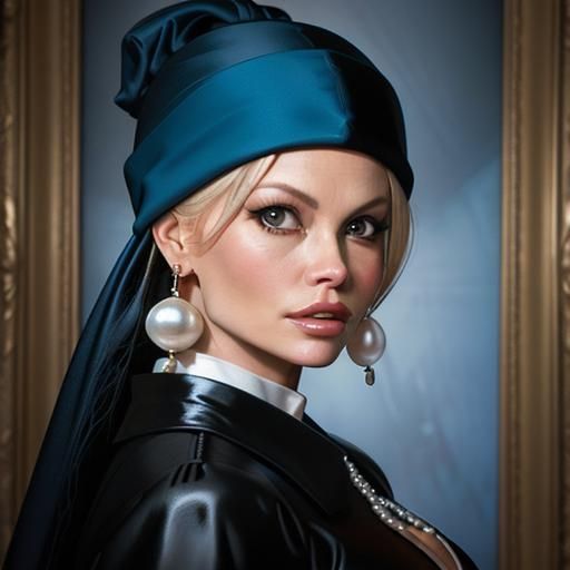 Pamela Anderson with a pearl earring