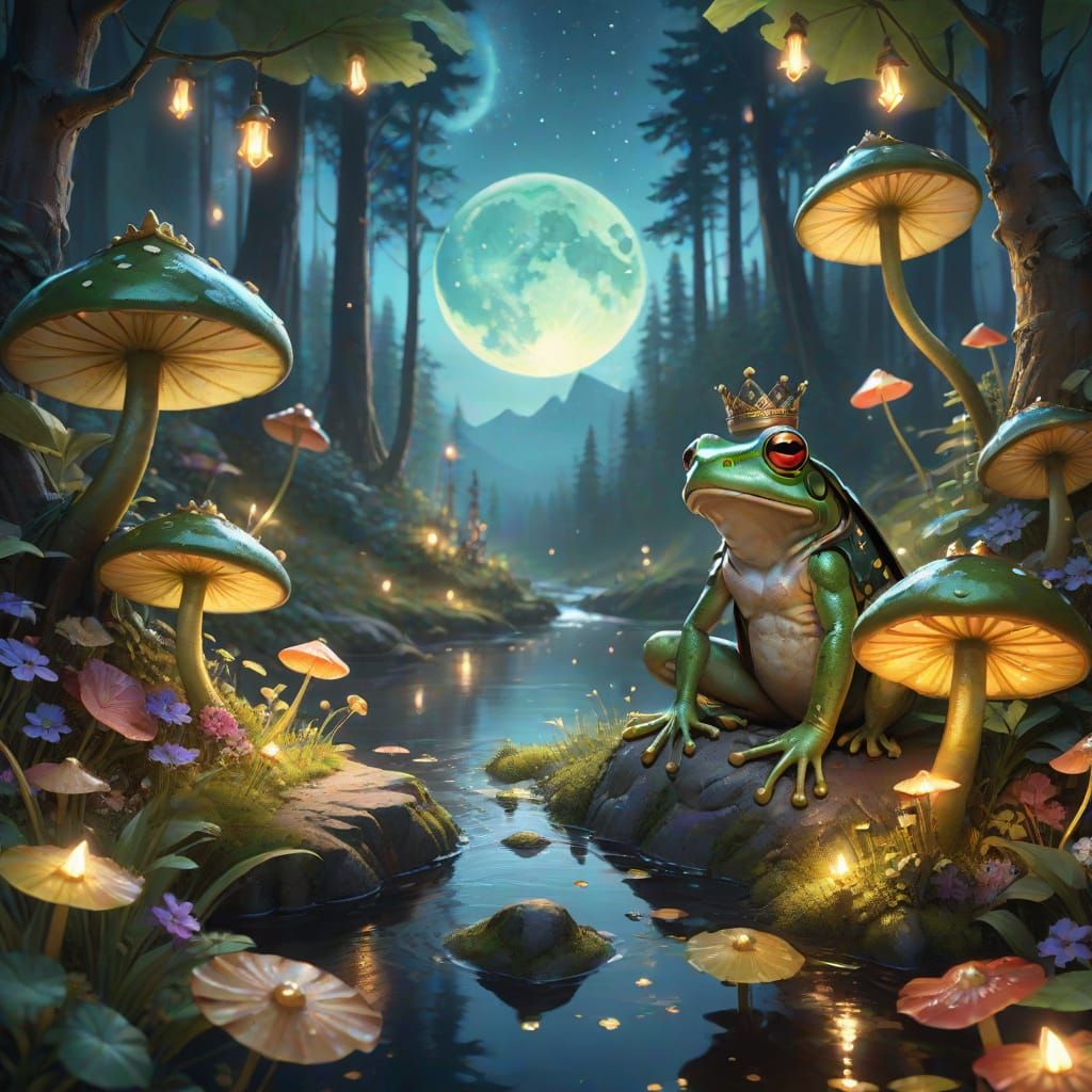 Frog Prince on Firefly in Enchanted Forest