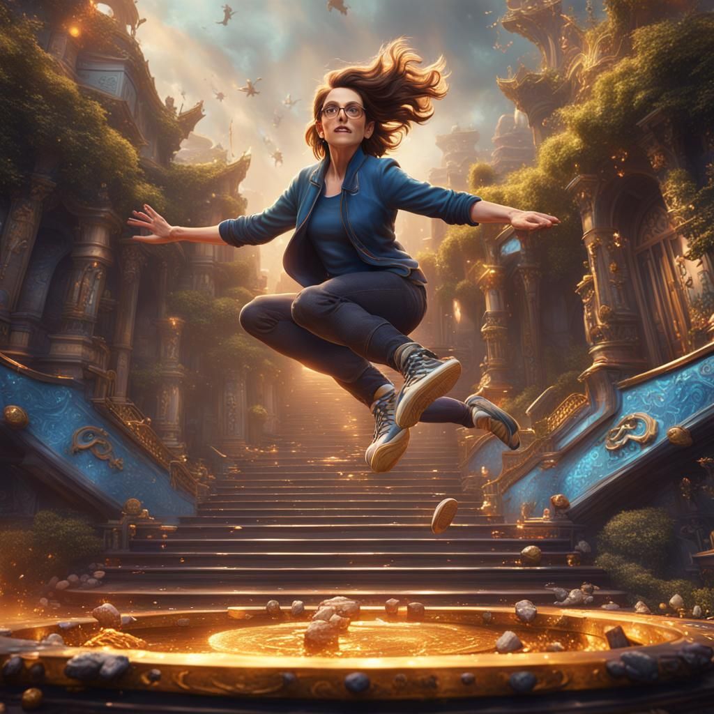 Tina Fey Kickflip: Detailed Matte Painting