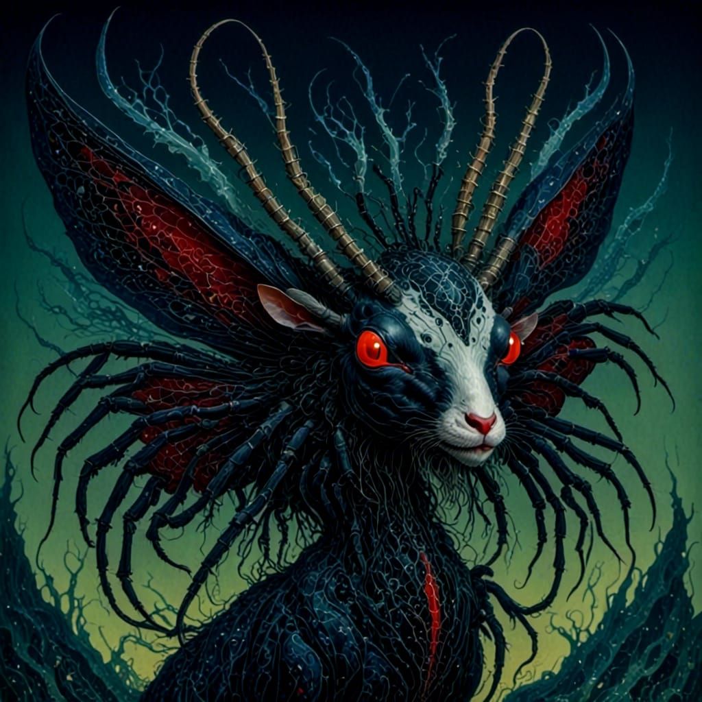 Winged Alien Creature with Bioluminescent Accents