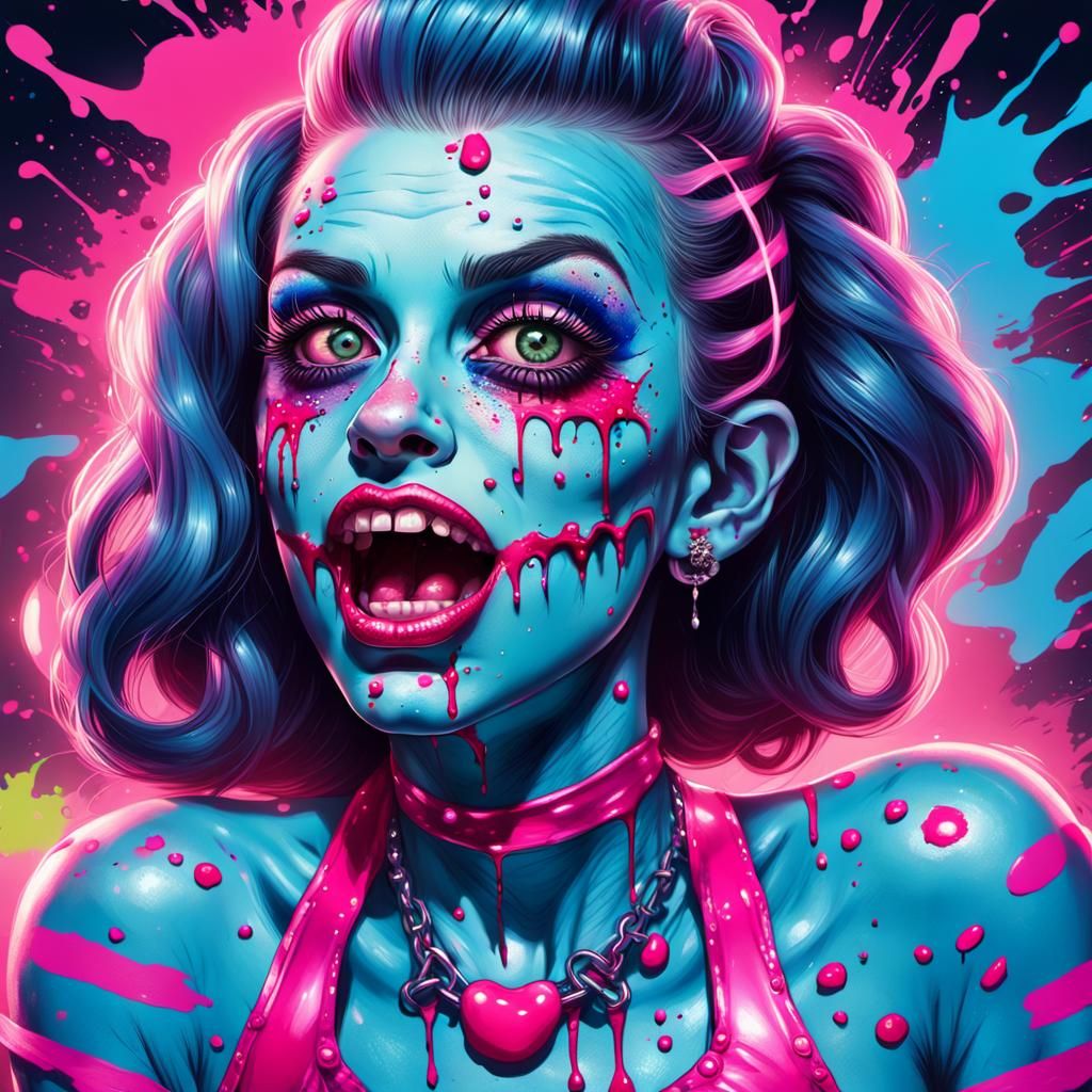 Zombie Rockabilly Girl in Vargas-Inspired Pinup Art