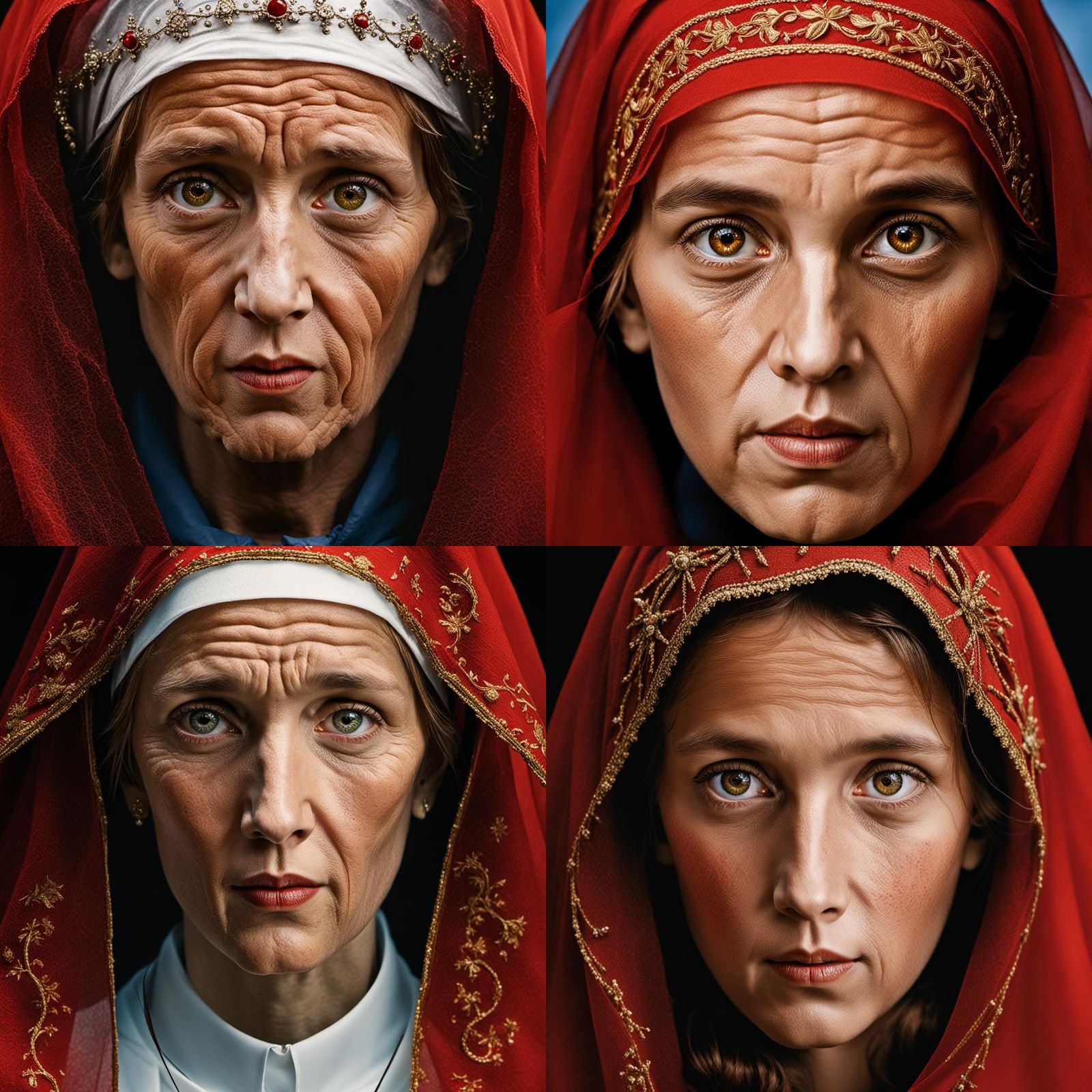 Virgin Mary with Red Veil Portrait