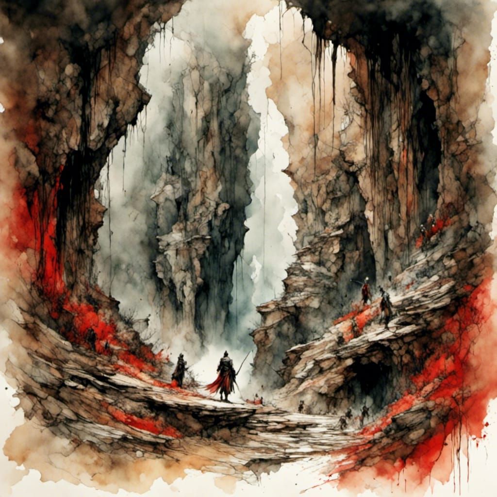 Dark Eyes in Cave: Watercolor Splash Art