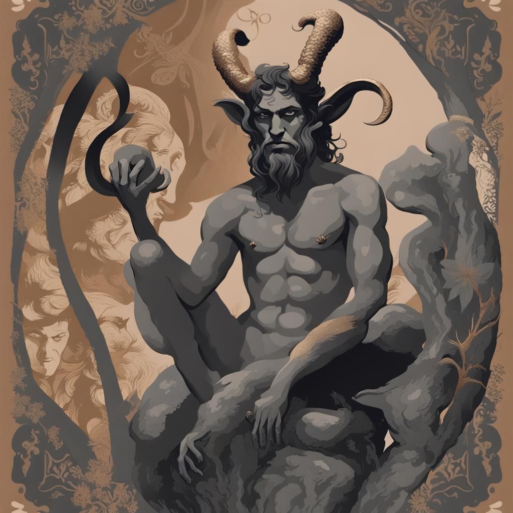 Satyr in Editorial Illustration Style