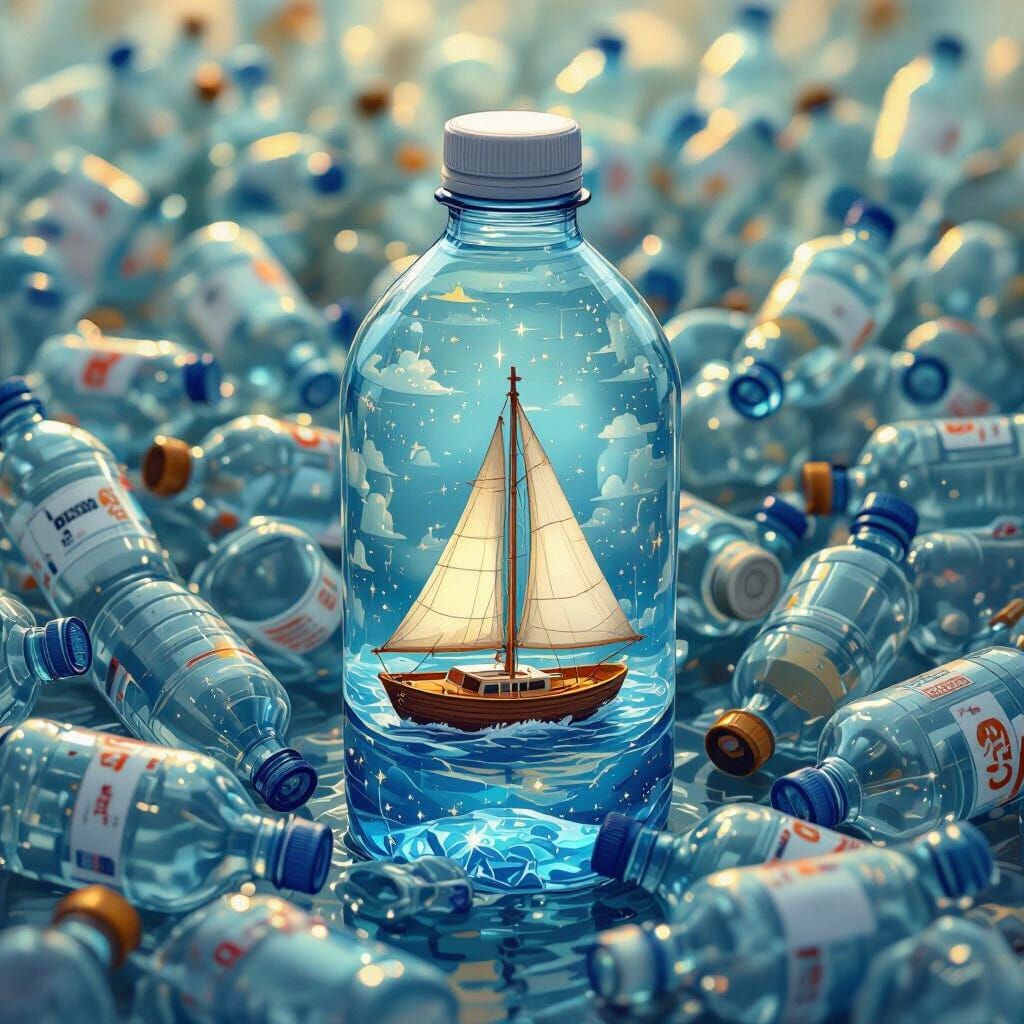 Sailboat in a Bottle: Whimsical Dreamscape
