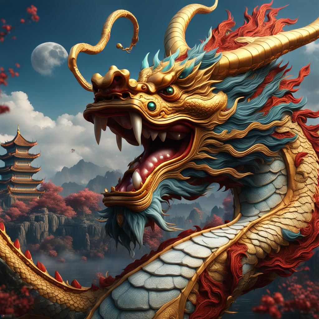 Chinese Dragon with Pearl: Fantasy Concept Art