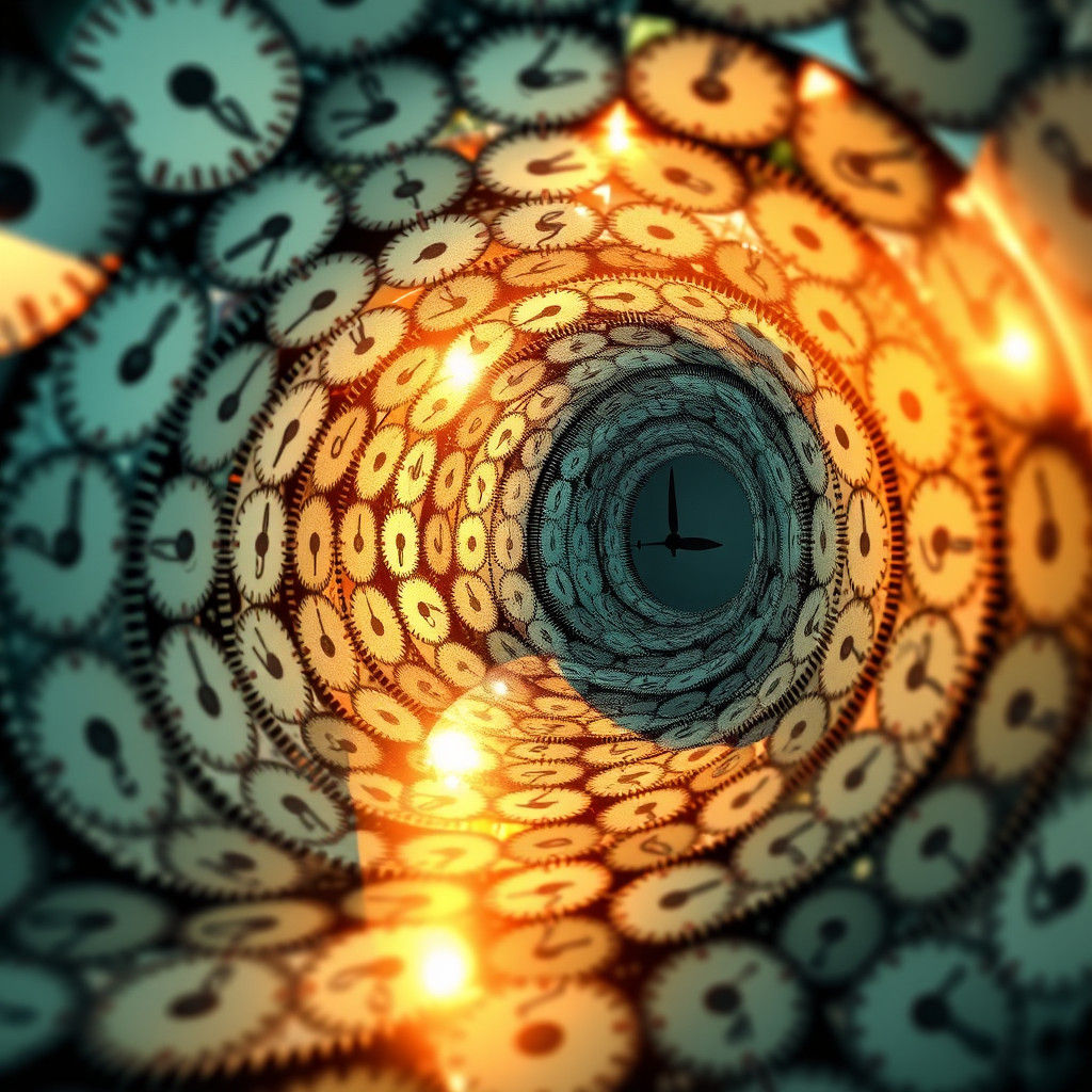 Surreal Tunnel of Warped Clockwork Timepieces