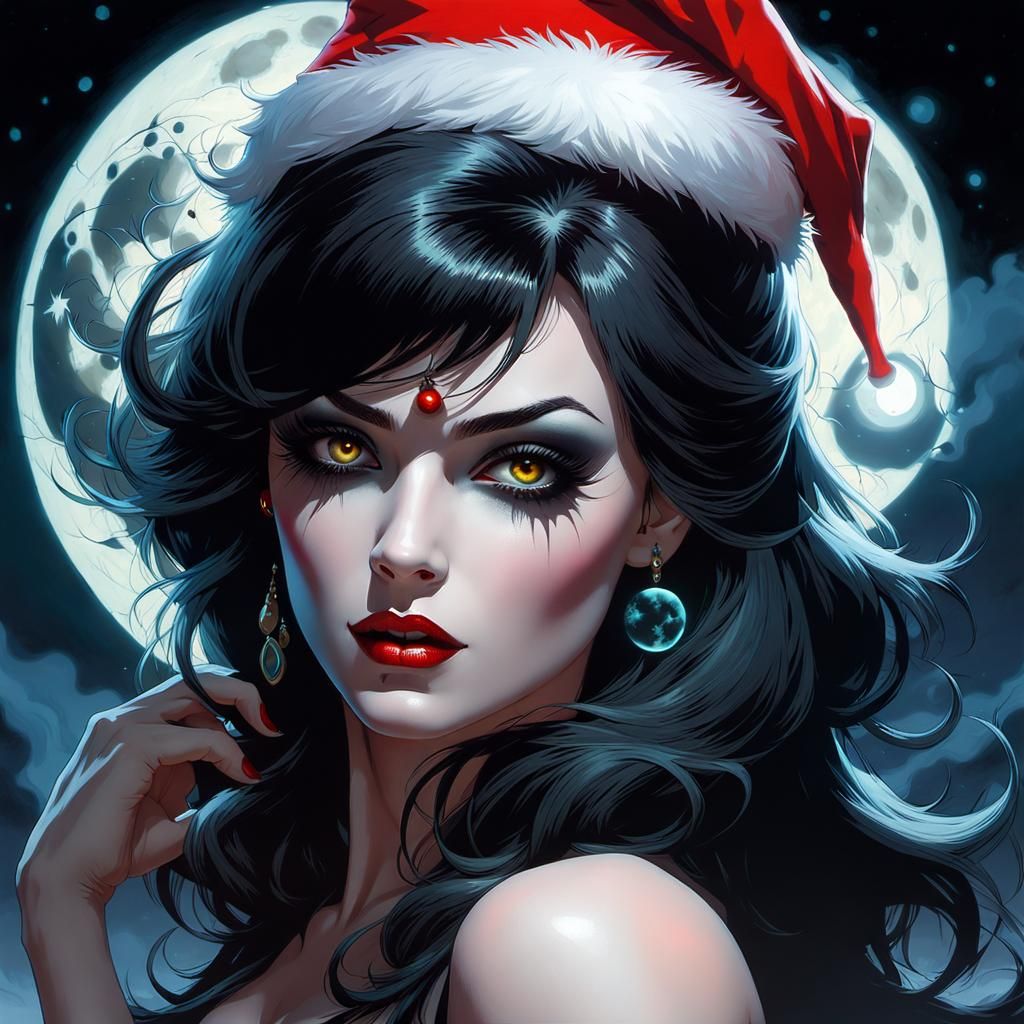 Gothic Pin-Up in Bioluminescent Graveyard