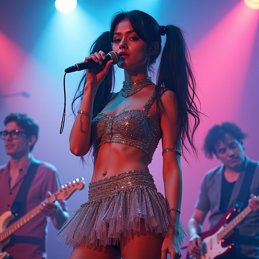 Musical Idol with Crystalline Outfit, Digital Art