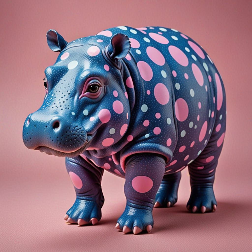 Pink and Blue Polka Dot Hippopotamus