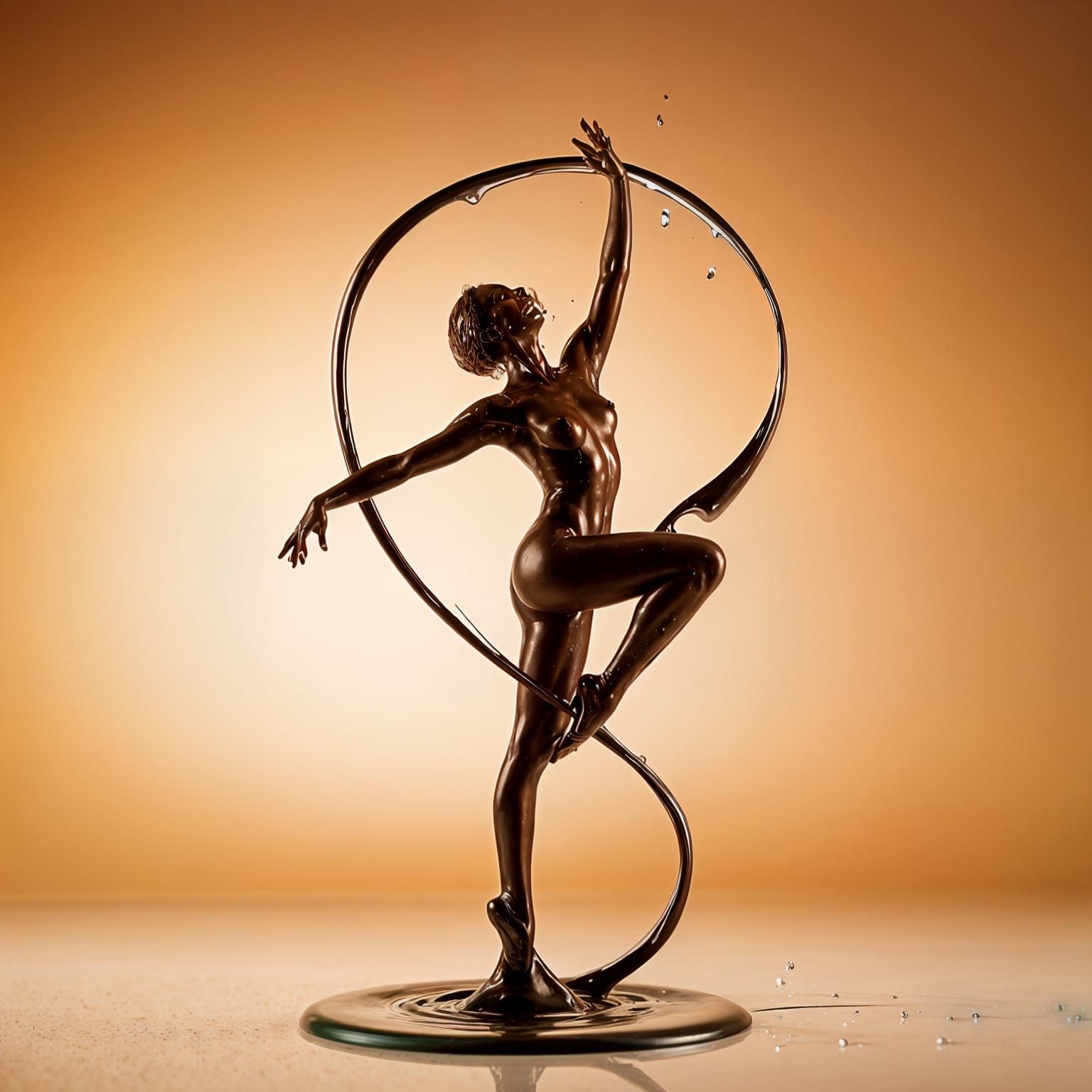Chocolate Dancer Sculpture in Warm Light