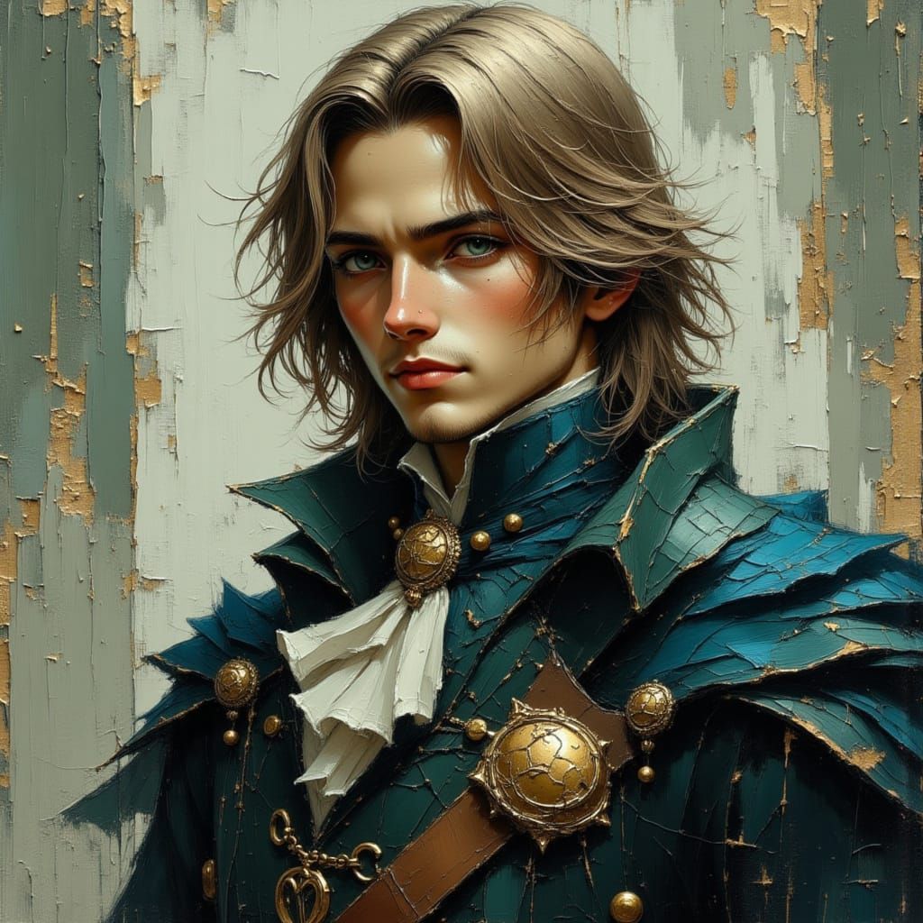 Handsome Anime Man in Blue Tartan Kilt