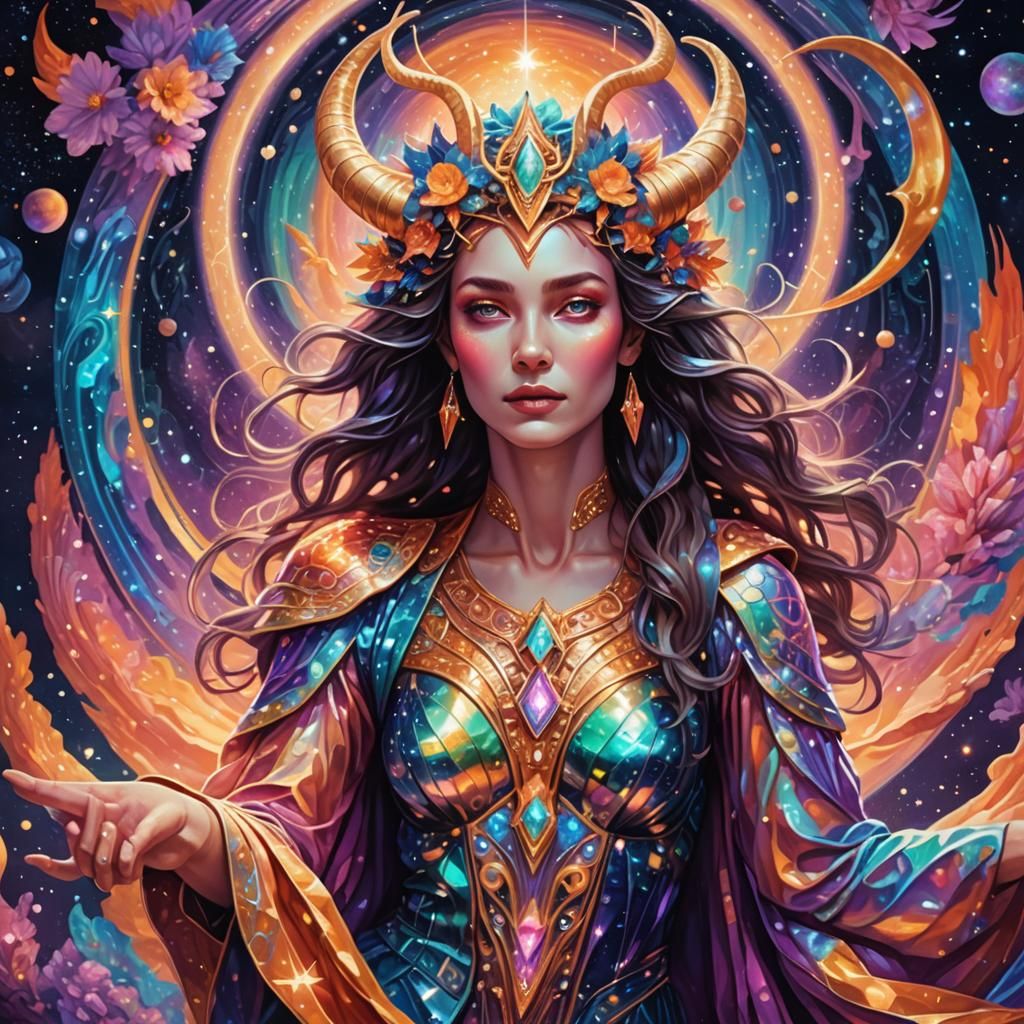 Surreal Astral Portrait of a Capricorn Woman