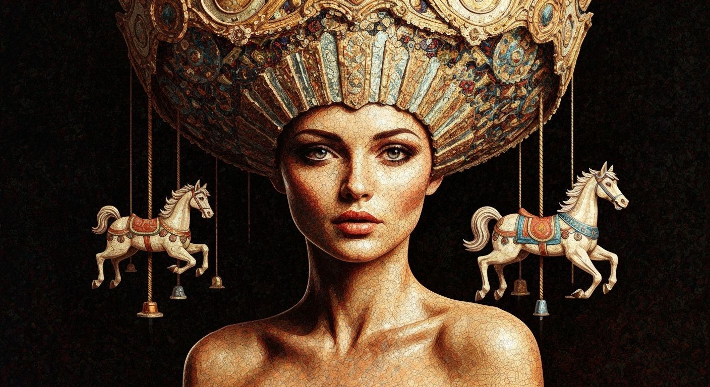 Surreal Woman with Carousel Headpiece