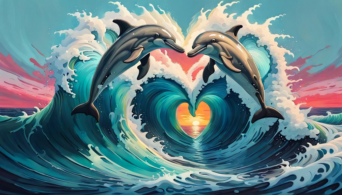 Ocean Heart Waves in Graffiti Art Style