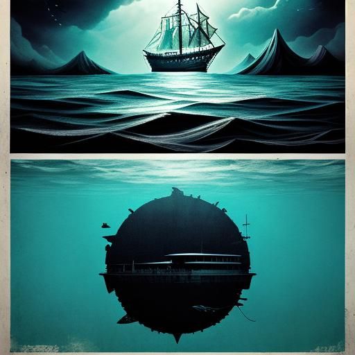 Aquatic Horror: Surreal Dreamscape Poster Design
