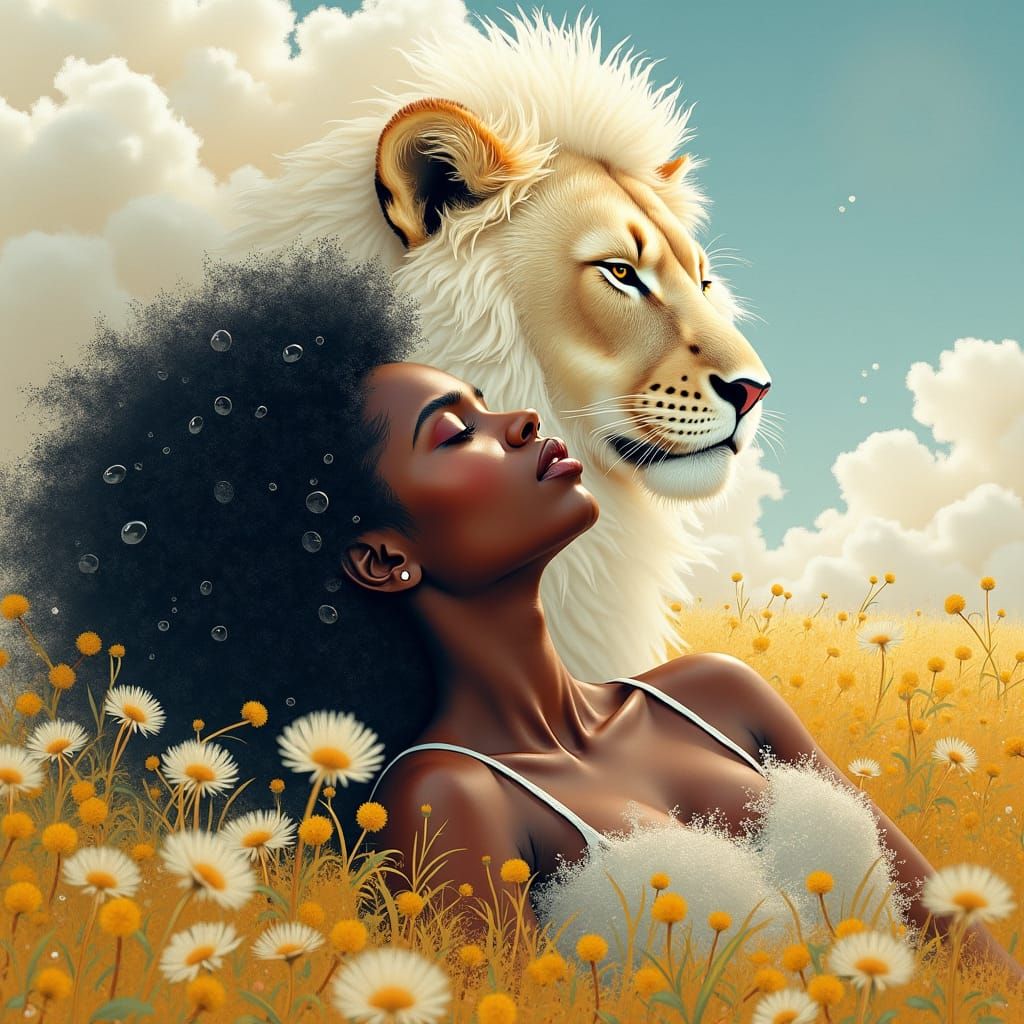 Dandelion Meadow Guardian in Dreamy Watercolor Style