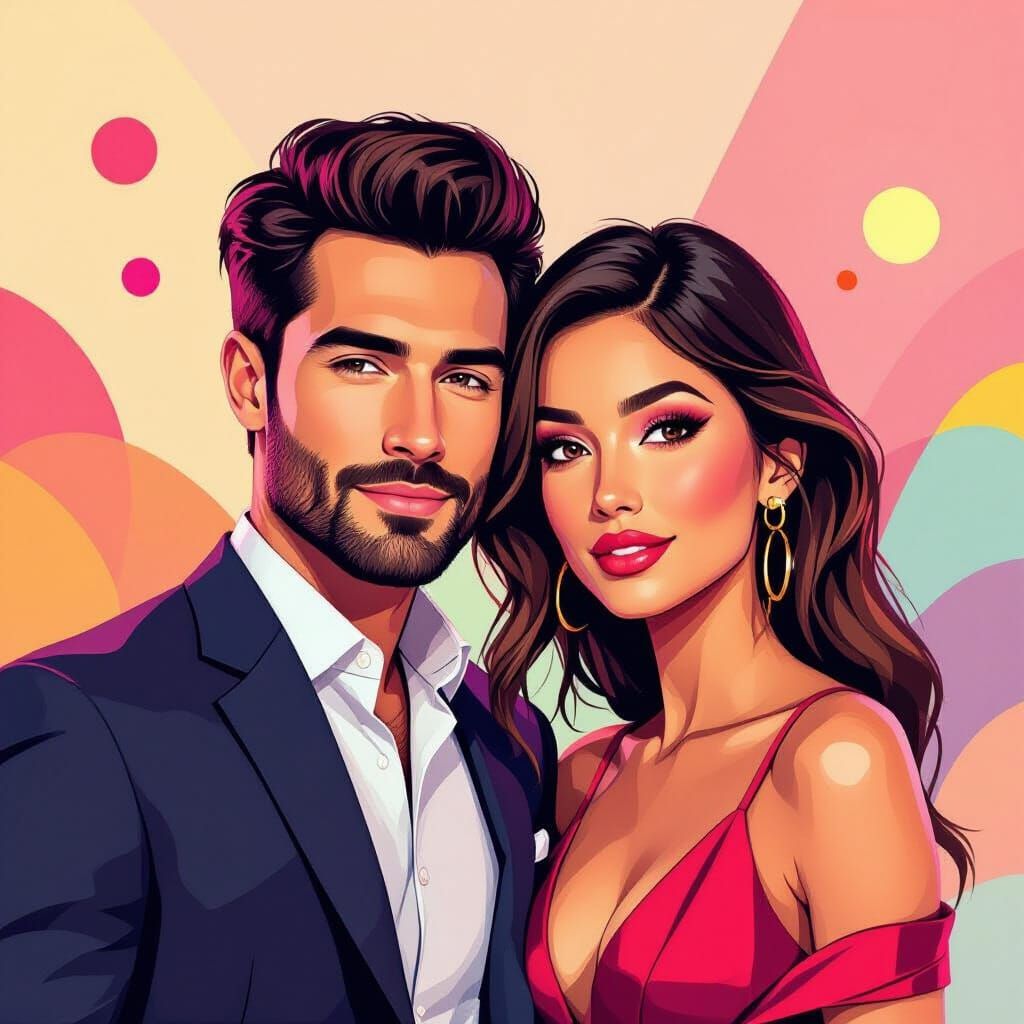 Vibrant NFT Art of Man and Woman in Pop Art Style
