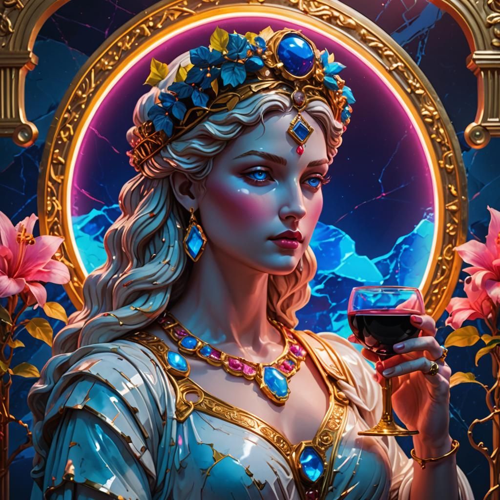 Aphrodite in Synthwave Neon Retro Portrait